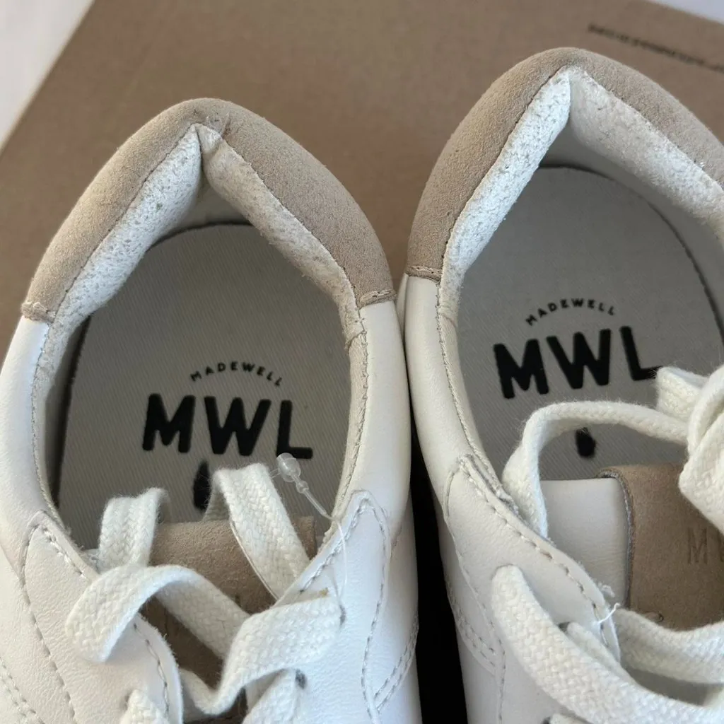 Madewell Court Sneakers in White Leather in Ivory Multi, Size 7.5 - Image 10