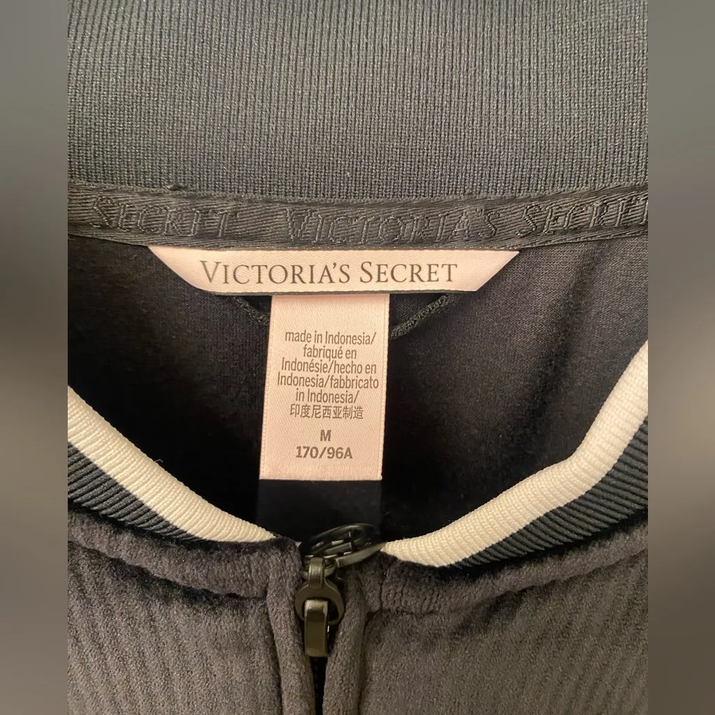 Victoria's Secret Black Velvet Bomber Jacket - Image 3