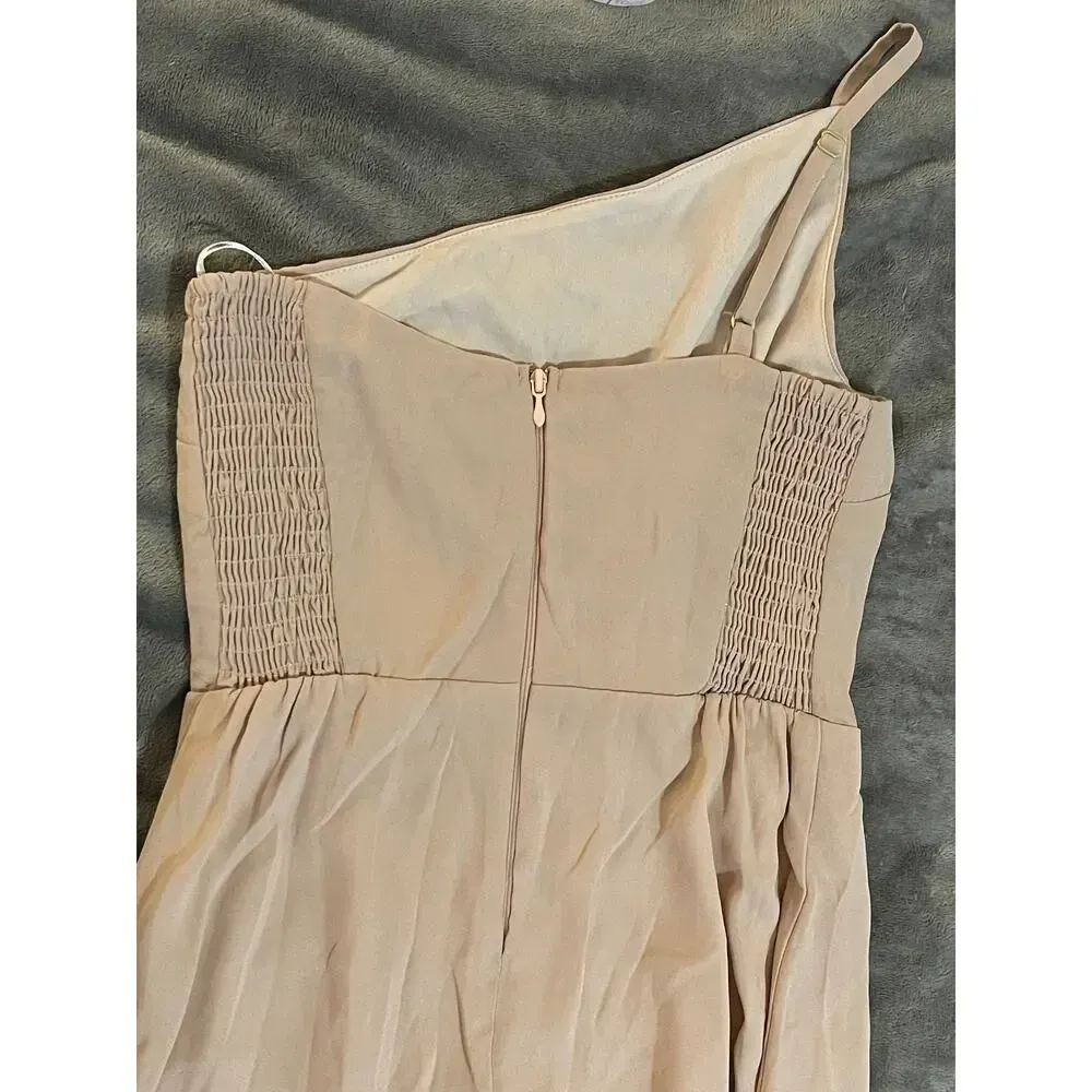 NWOT SMY MuMu Shannon‎ One Shoulder Formal Dress Maxi Size XS Dusty Blush Crisp - Image 8