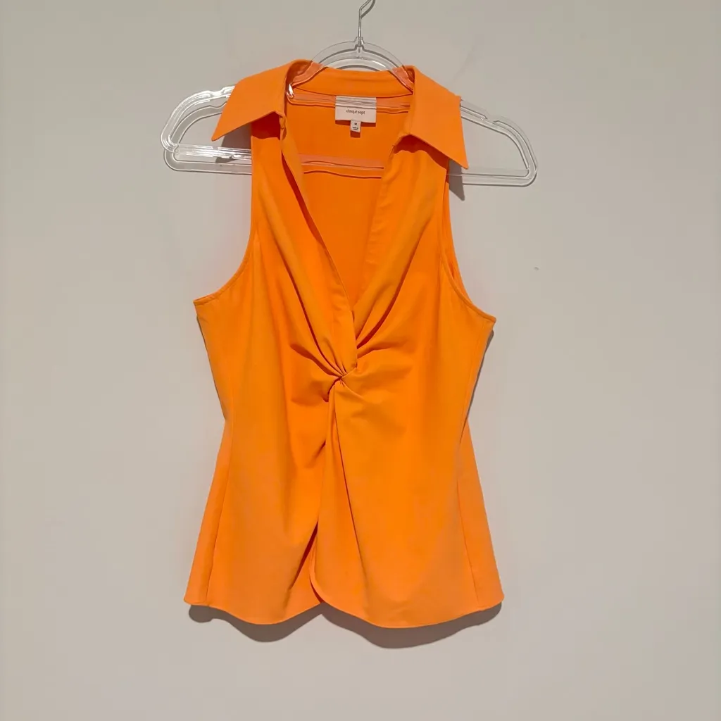 CINQ À SEPT Mckenna Twisted Sleeveless Blouse In Orange Medium - Image 2