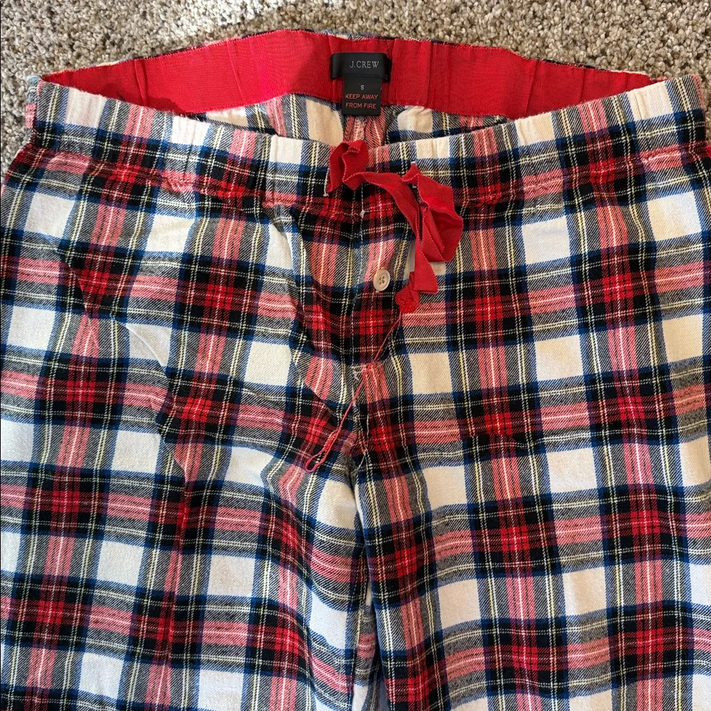 J. Crew 100% Cotton Red and Blue Plaid Pajama Pants, Small, Like New - Image 3