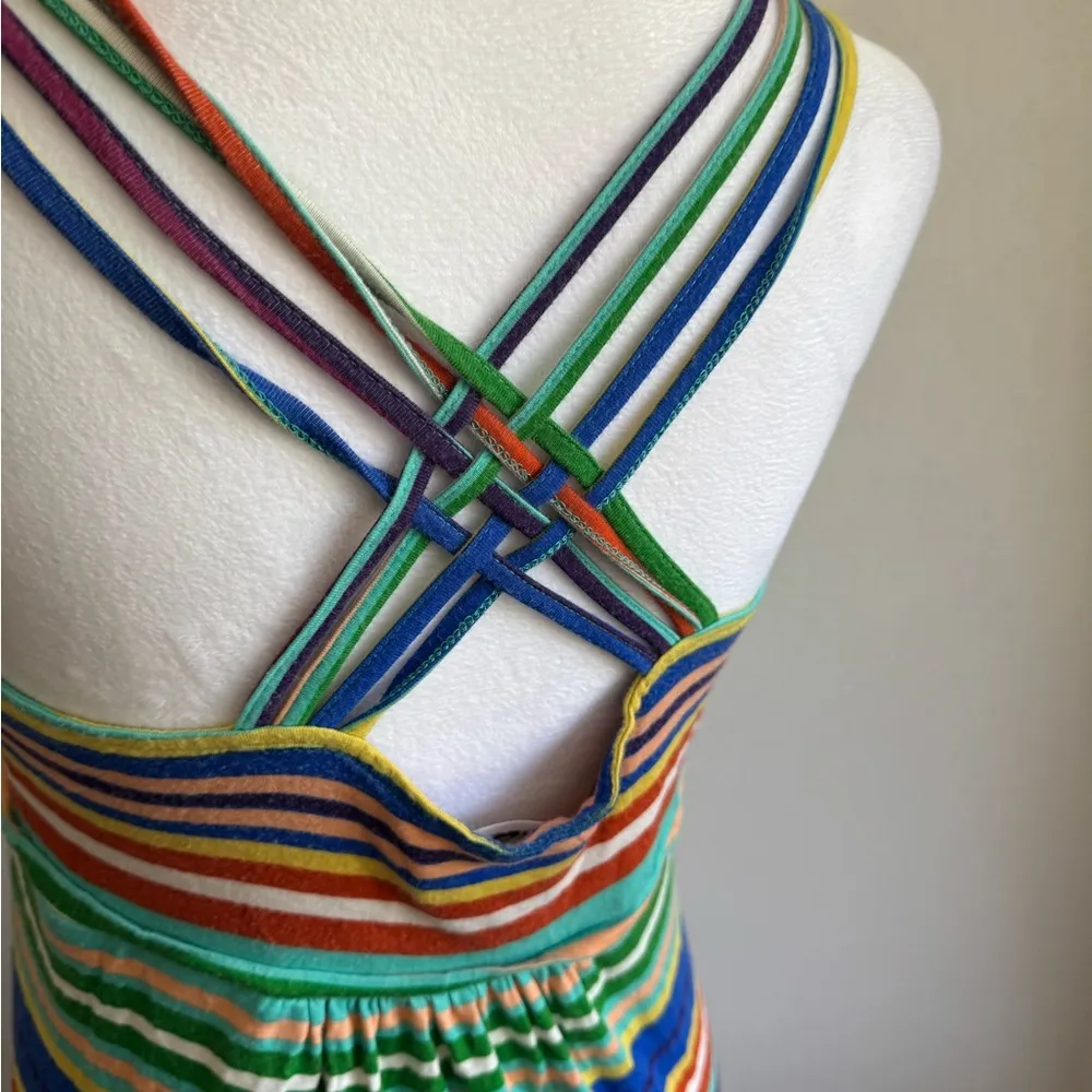 Calvin Klein Blue Orange Multi Stripe Strappy Racerback Maxi Sundress Womens 8 - Image 4