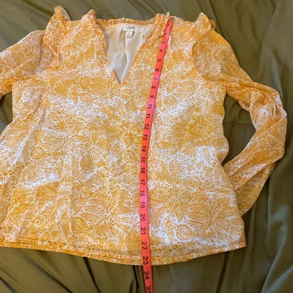 J.crew Womens Yellow Floral Long Sleeve V-Neck Pullover Blouse Top Size Small - Image 10