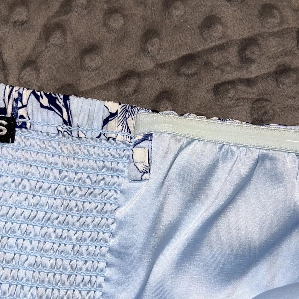 Express size 6 fit and flare strapless dress floral print blue black zips close - Image 12