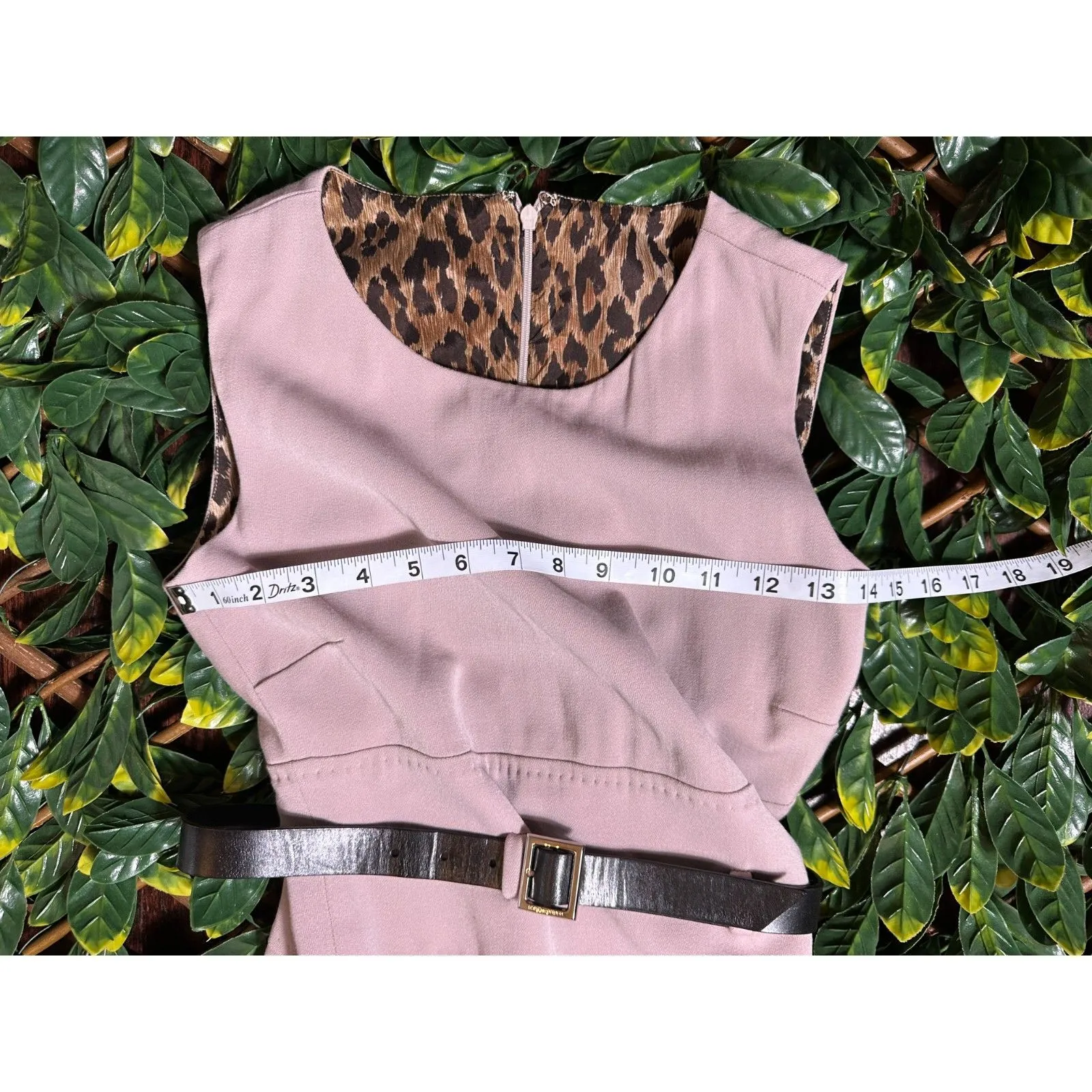 DOLCE AND GABBANA Beige Minimalist Belted Midi Dress Fits like Size 2 Tan - Image 5