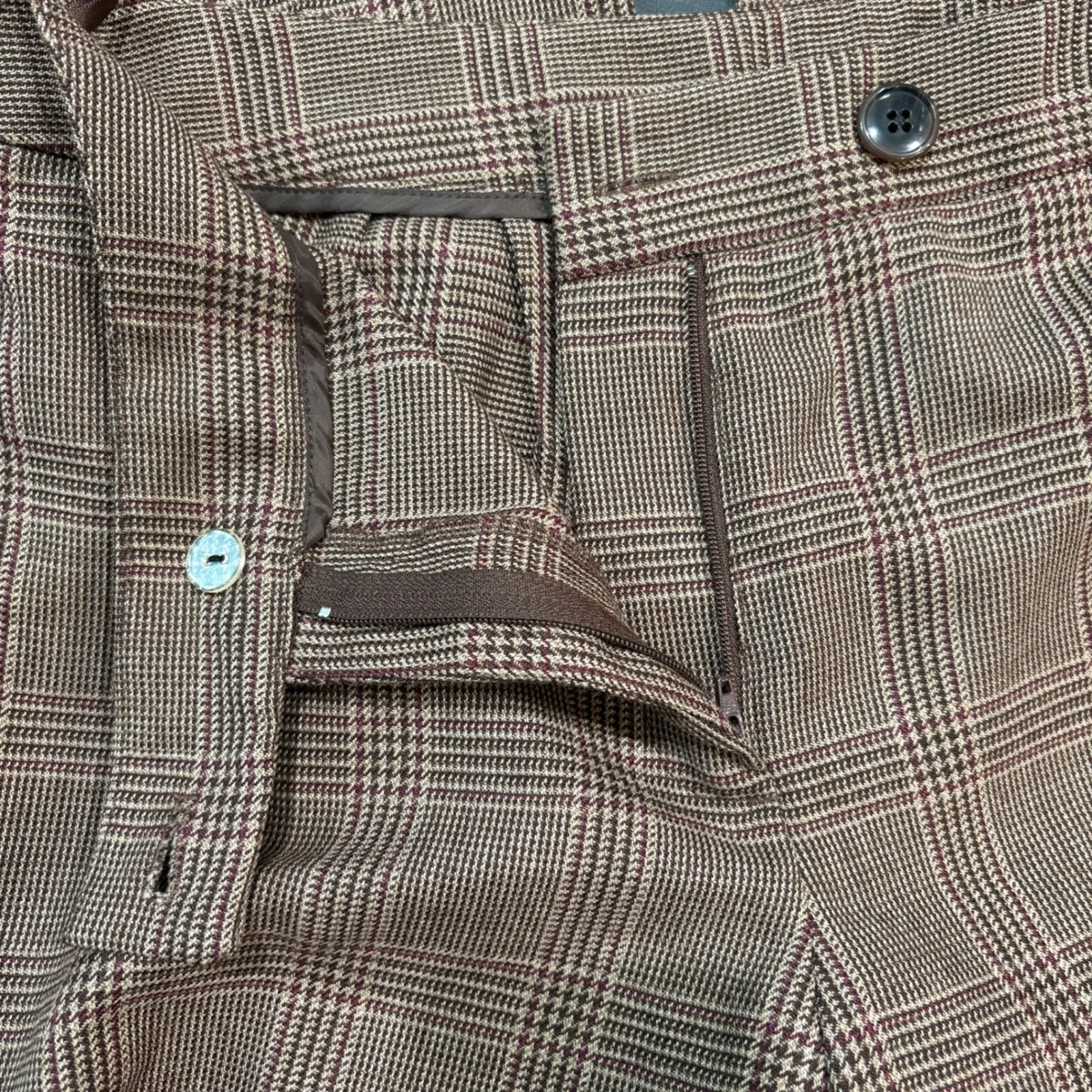 Jones New York Brown Plaid Flare Leg Pants Dark Academia Wool Blend Size 8 - Image 5