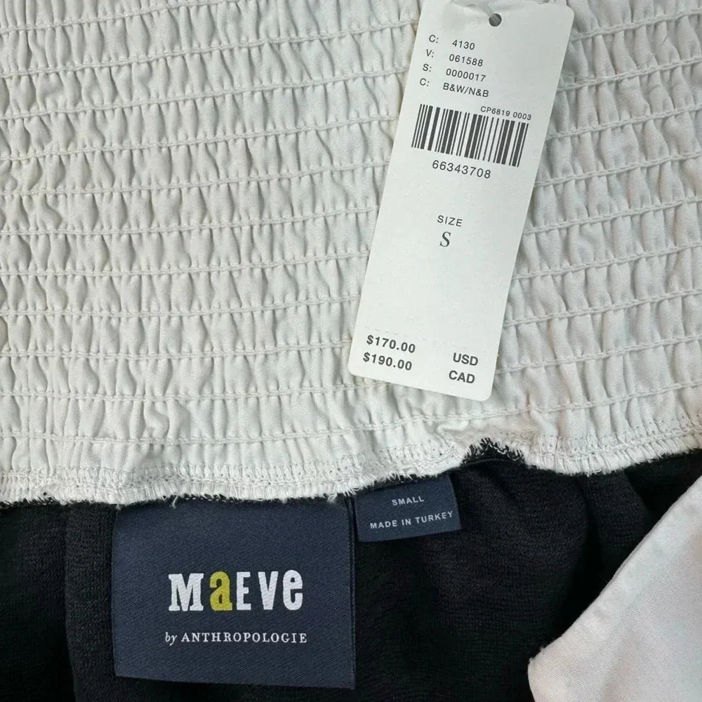 Anthropologie Maeve Black & White Colorblocked Shift Mini Dress Size S Small NWT - Image 6