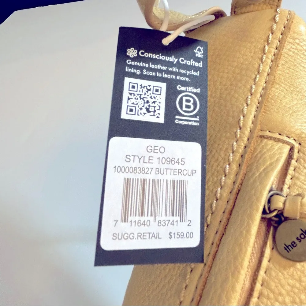 The Sak Geo Sling Backpack Buttercup Yellow Leather Shoulder Bag Purse NWT - Image 9