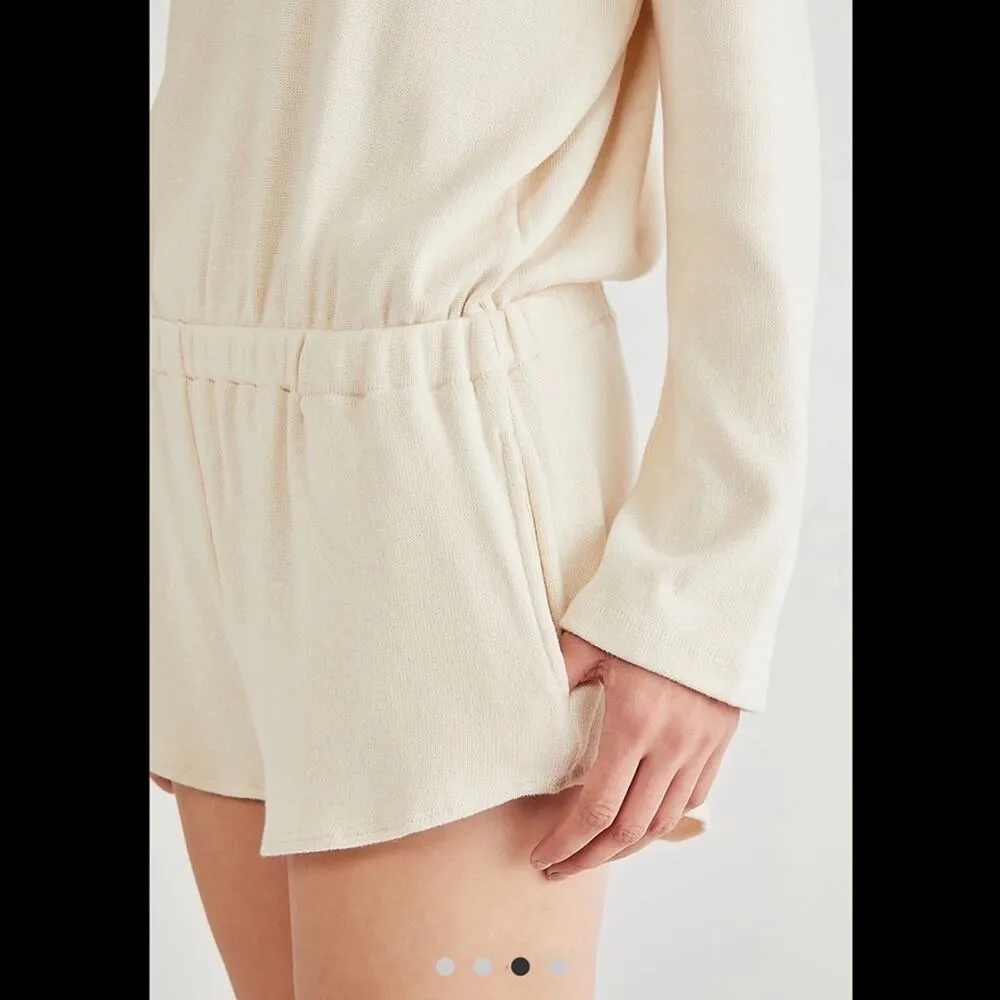 FREE PEOPLE FP Beach Womens Cream Long Sleeve Open Back Sweater Romper Size XS - Image 6