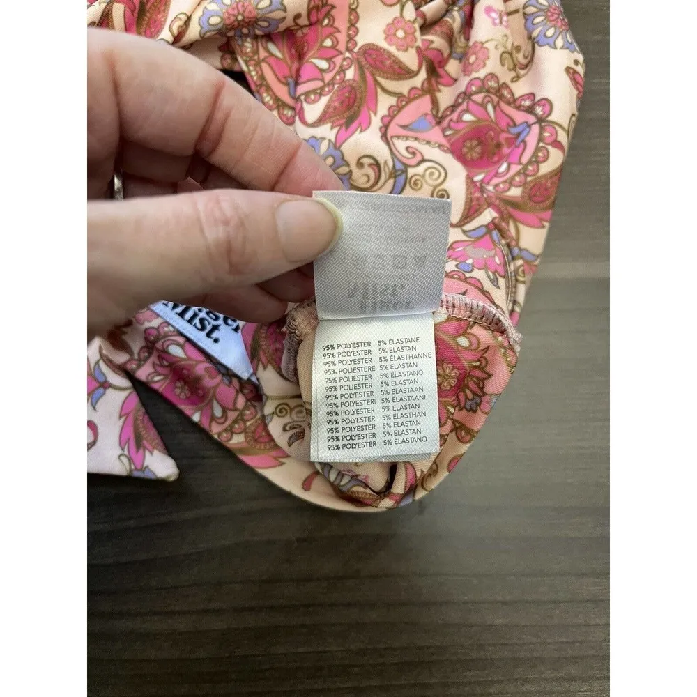 Tiger Mist Pink Paisley Print Criss Cross Boho Wrap Halter Top Women’s Size XS - Image 7