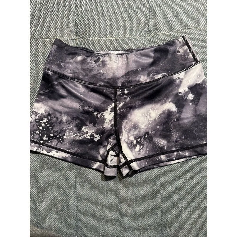 IAB MFG Athletic 2.0 Booty Shorts in Black/White Galaxy/Splatter Print Size 4/XS Black - Image 3