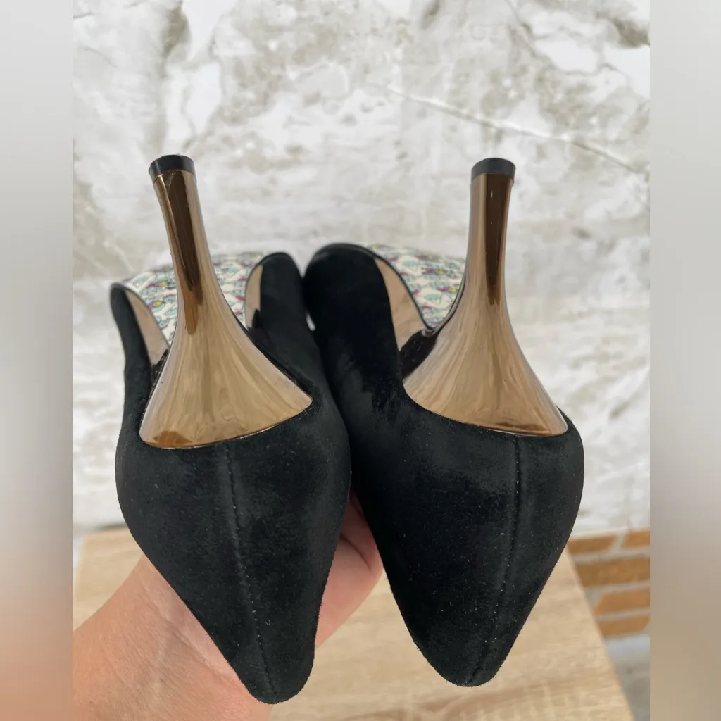 IRREGULAR CHOICE WINDSOR Black Suede Bow Pumps size 39/8 - Image 4