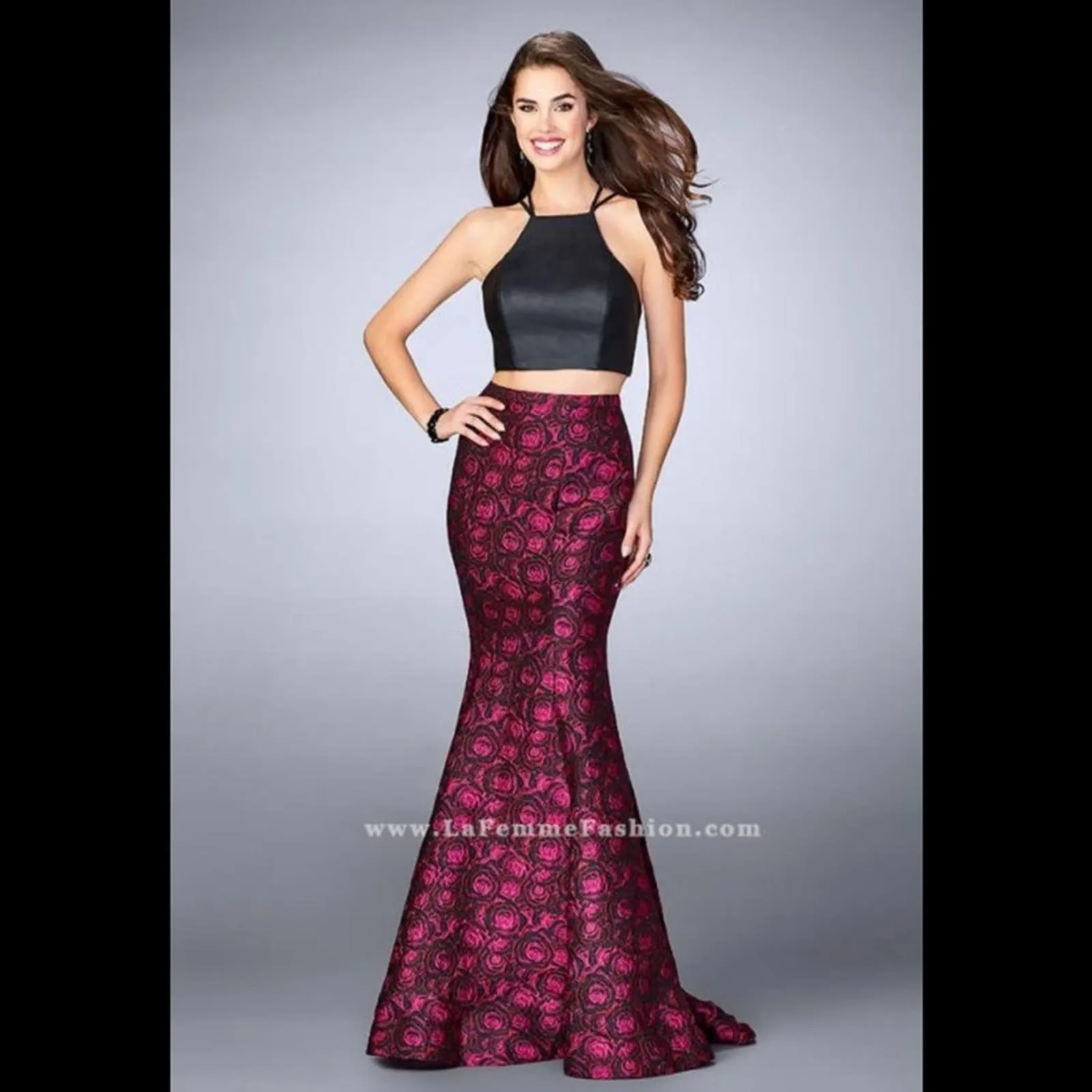 NWT La Femme 23864 two piece mermaid dress - vegan leather top & strappy back - Image 13