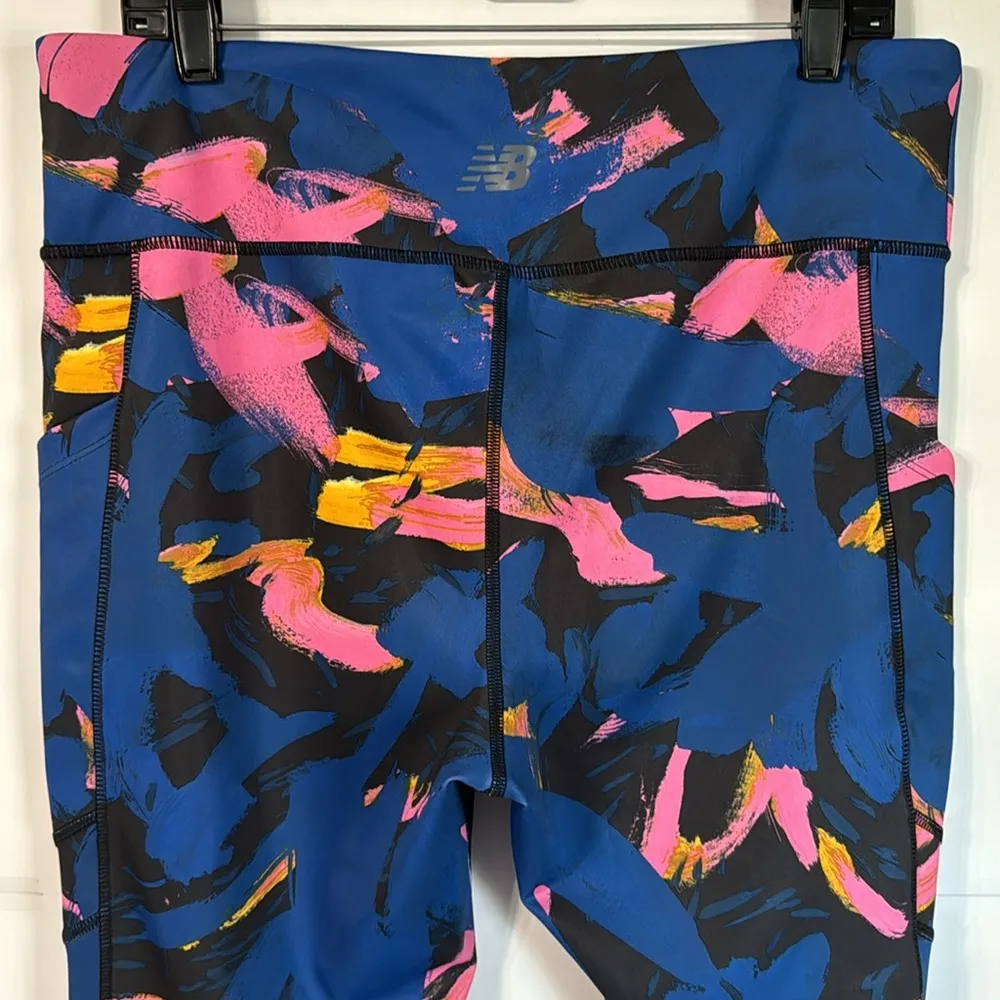 Women’s Printed 7/8 Running Leggings Blue/Pink Size XL - Image 6
