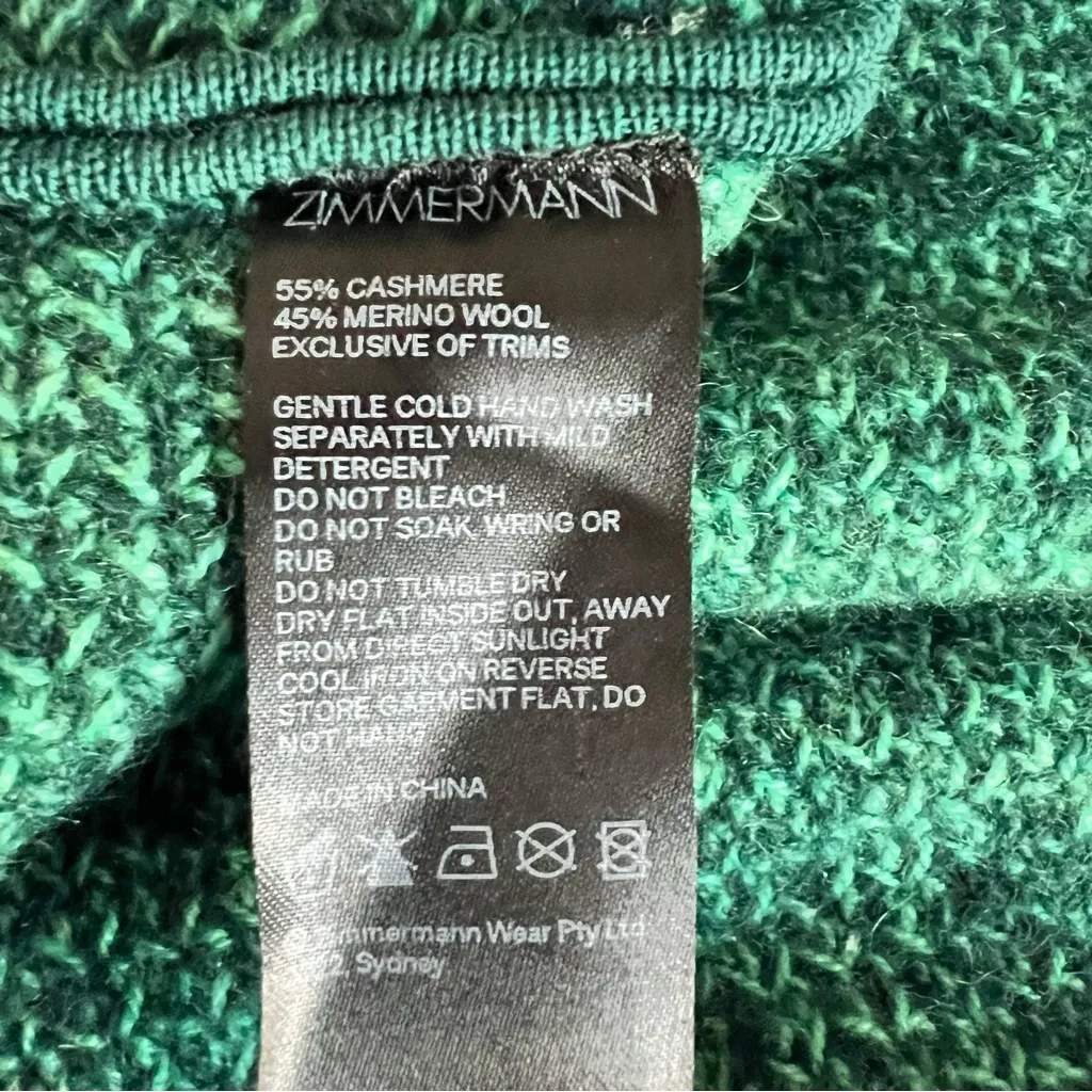 Zimmemann Celestian Tassel Trim Cashmere And Merino Wool Sweater In Green - Image 15