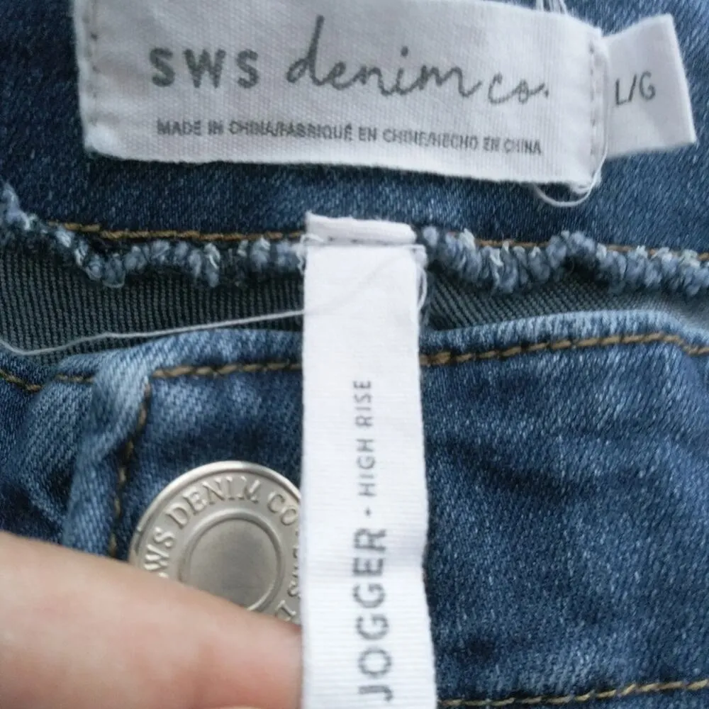 SWS Denim Co Dark Wash High Rise Cargo Denim Jogger Pants JR L Blue Size undefined - Image 5