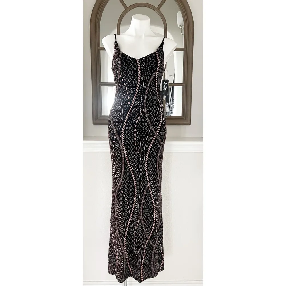 Jump Juniors' Strappy Slinky Slim-Fit Gown, Black / Gold Size 7/8 New w/Tag $149 - Image 5