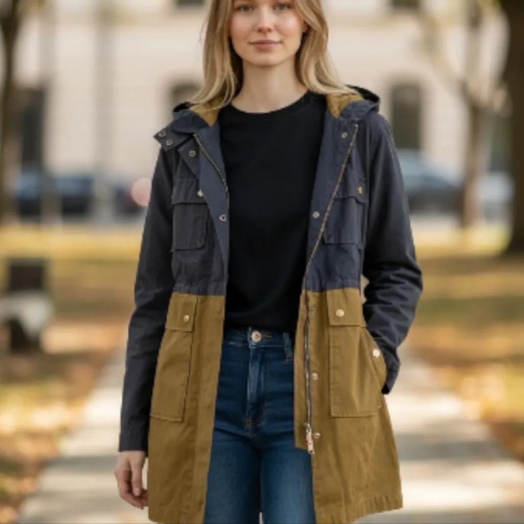 J. Crew Colorblock Barn/Chore Waxed Cotton Field Jacket EUC Size S     F215 - Image 4