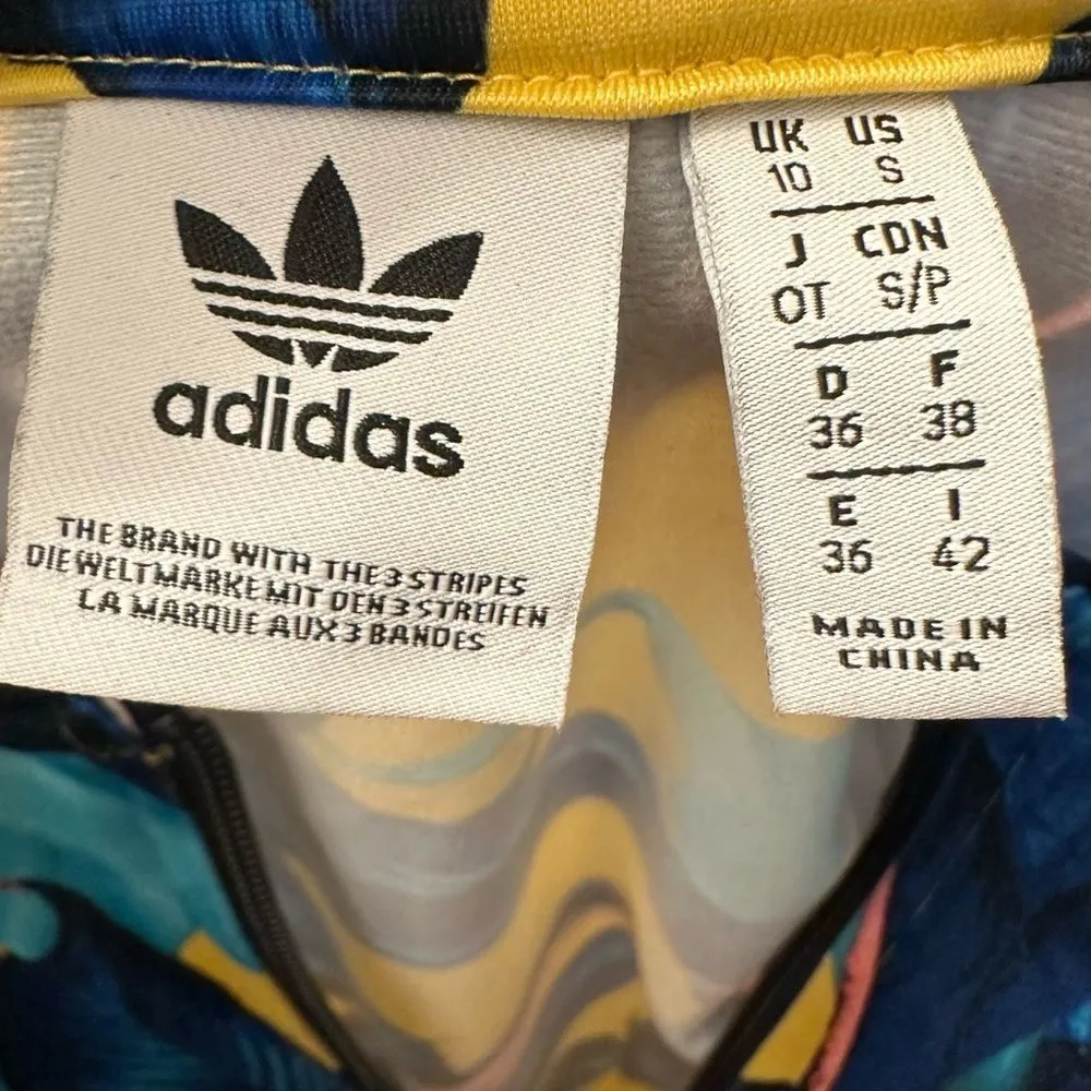 Adidas x Farm Rio Tropical Palm Leaf Full Zip Track Bomber Jacket size small - Image 5