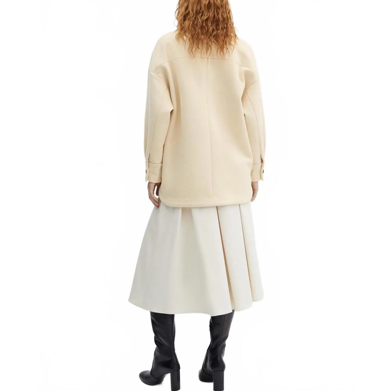 Mango Long Wool Overshirt Shacket Pastel Yellow Size 2/XS - Image 8