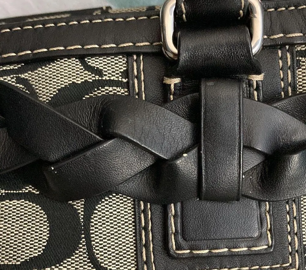 bag with leather trim and braiding. Great 12 1/2” L x 8 1/2” W x 8 1/2” D - Image 9