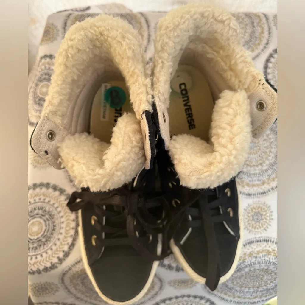 Converse CT Platform Plus Wool Collar Hidden Wedge Sneakers Womens Size 8 Black - Image 5