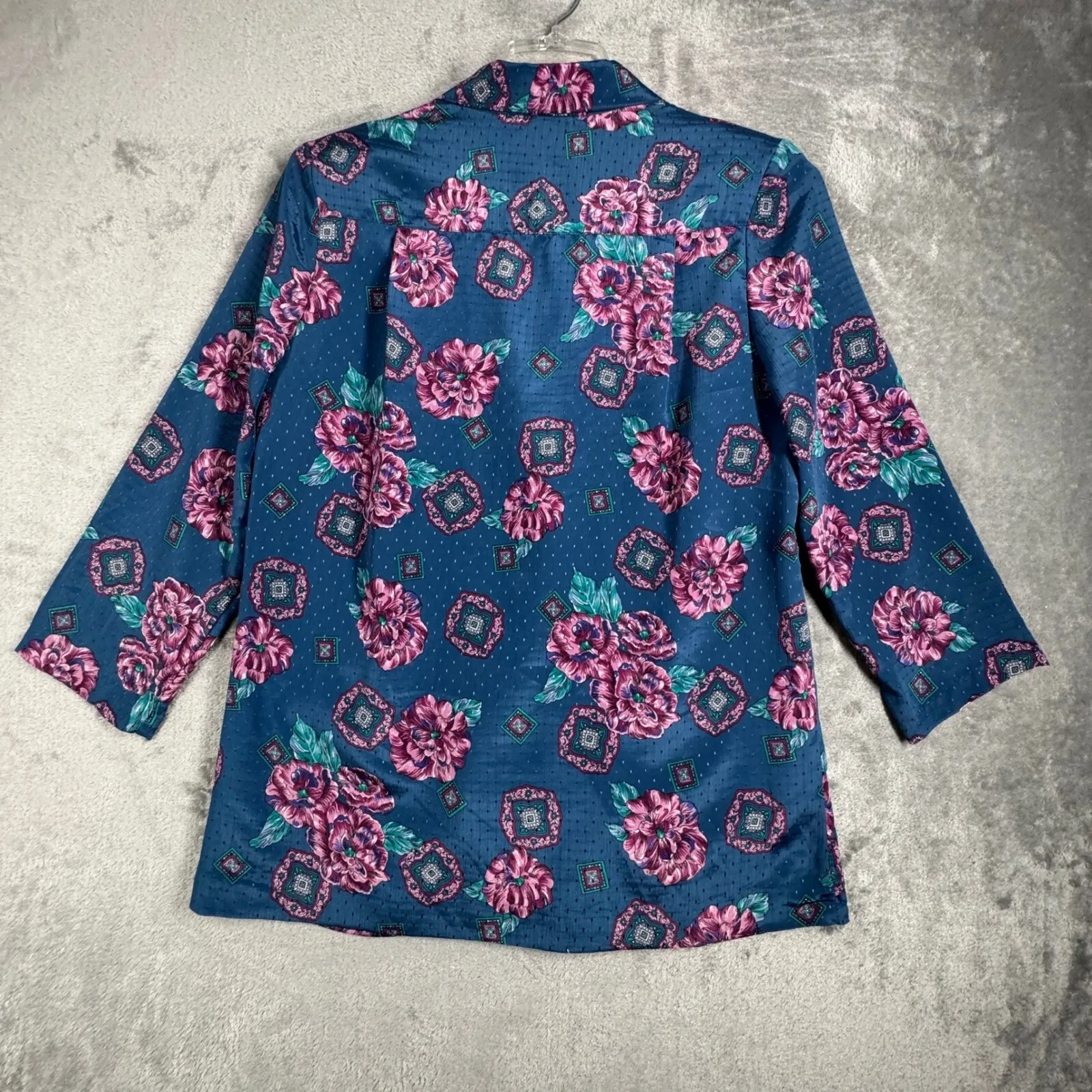 Pykettes Blazer Womens L Blue‎ Pink Floral Print Vintage 80s 90s Cottagecore Blue Size L - Image 3
