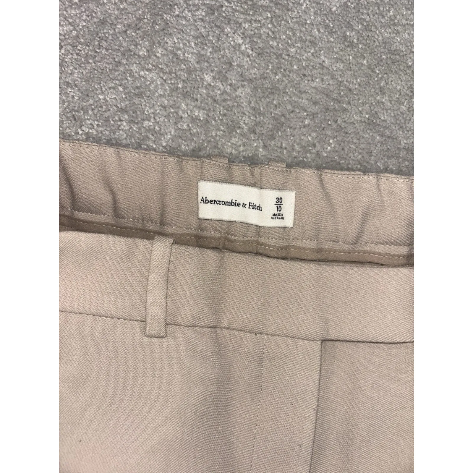 Abercrombie Sloane Wide Leg Trouser Pants Beige Cuffed Flat Front 30/10 - Image 3