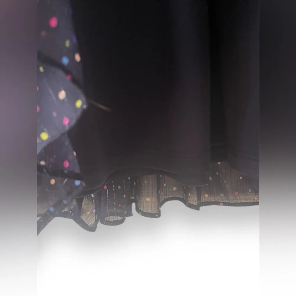 Allison & Kelly Mini Dress Womens Large Polka Dot Navy Keyhole Ruffle Sleeves Blue - Image 5