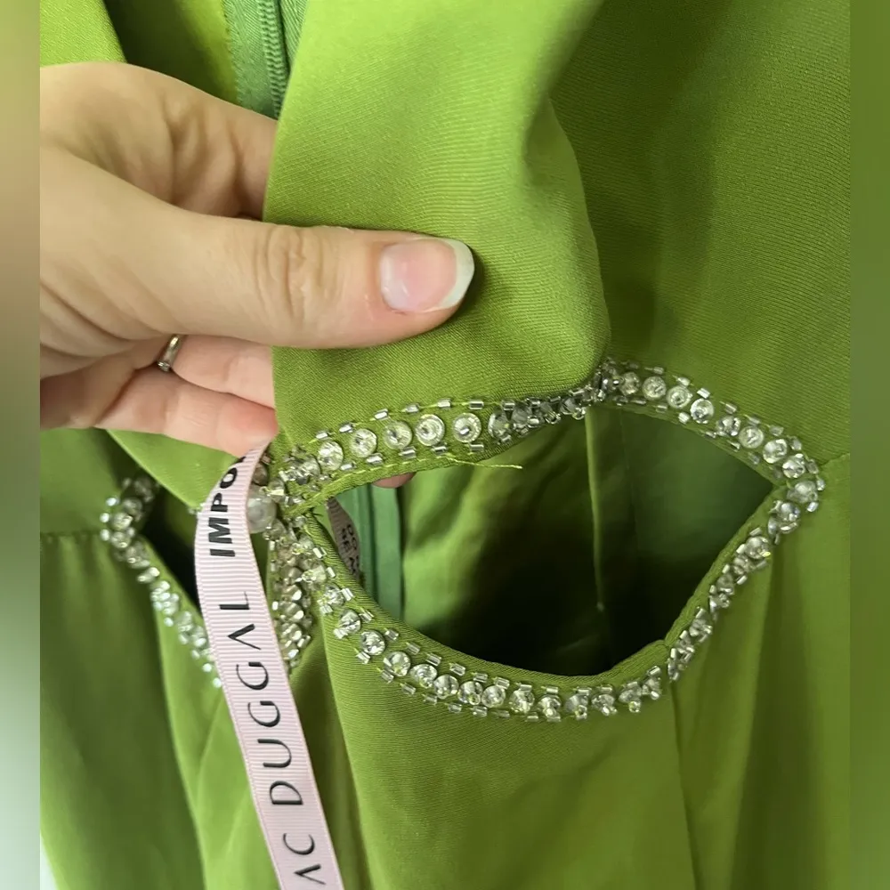 Mac Duggal 2630 Apple Green Cut Out Puff Sleeve Gown with Sequins Womens Size 8 - Image 14