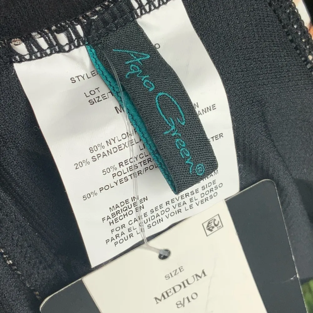 NWT Aqua Green Brown Animal Print High Back Low Thigh 1 Piece Swimsuit Medium - Image 7