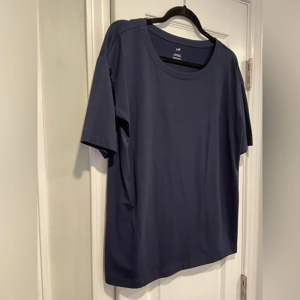 NWT J. Jill Size S Navy Blue Luxe Supima Cotton Elbow Sleeve Tee Shirt Soft - Image 3