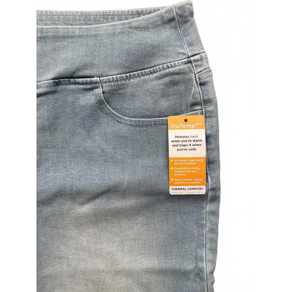 New Belle by Kim Gravel Women's Denim Shorts Size 16 Faded Blue Tru Temp Casual - Image 4