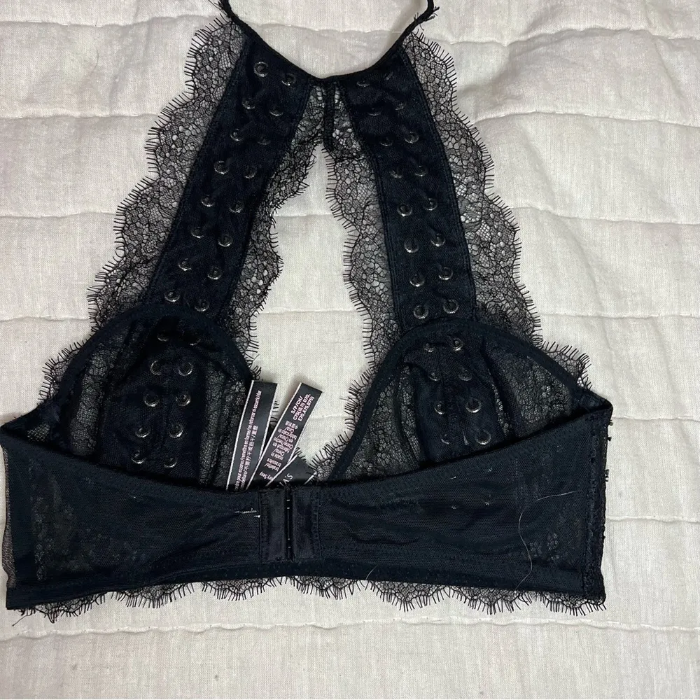 Victoria’s Secret Very Sexy Black Lace High Neck Halter Lace Up Bralette Small - Image 10