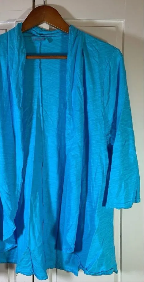 Fresh Produce Cardigan Sweater Large Beachy Coastal Grandma Lightweight Blue - Image 1