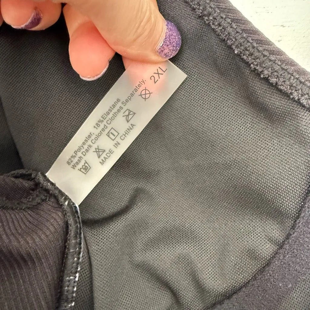 Women’s Black 2XL Ribbed Swimsuit One Piece Size XXL - Image 3