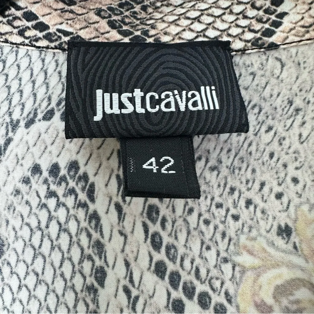 Roberto Cavalli Just Cavalli Women’s 100% Silk Printed Blouse Size 42IT 10 USA - Image 4