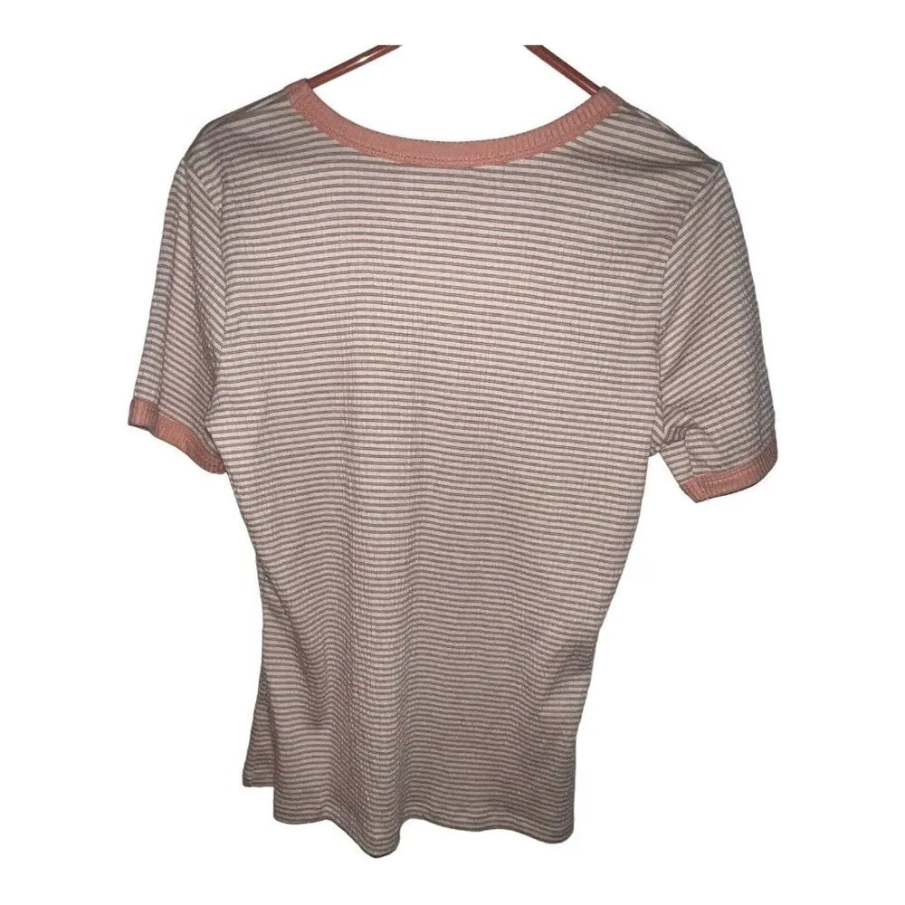 Pink Clover Livia Short Sleeve Knit Striped T-shirt Top Orange Women Size XL - Image 3