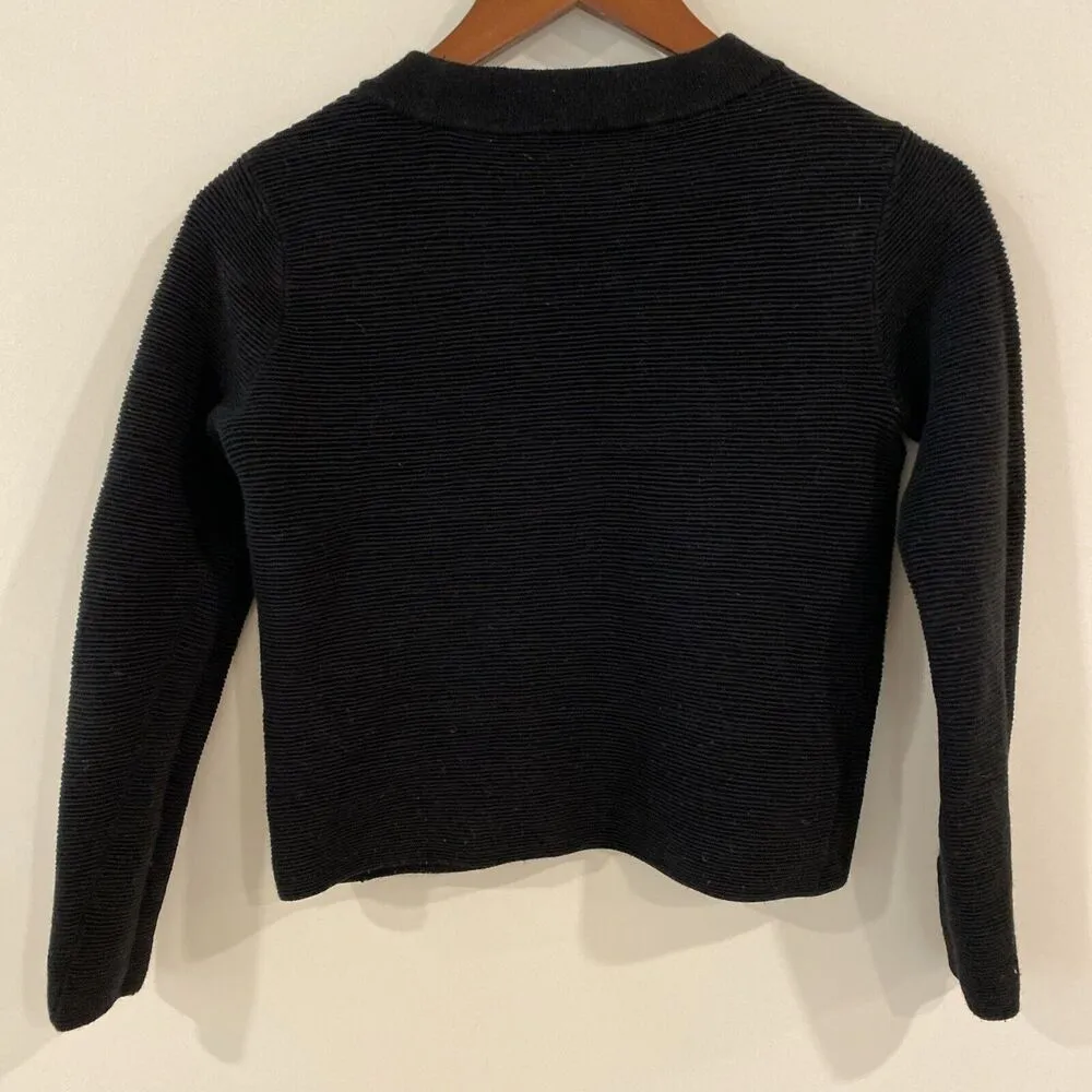 Club Monaco  Black Ribbed Textured Wool Blend Sweater Size S - Image 2