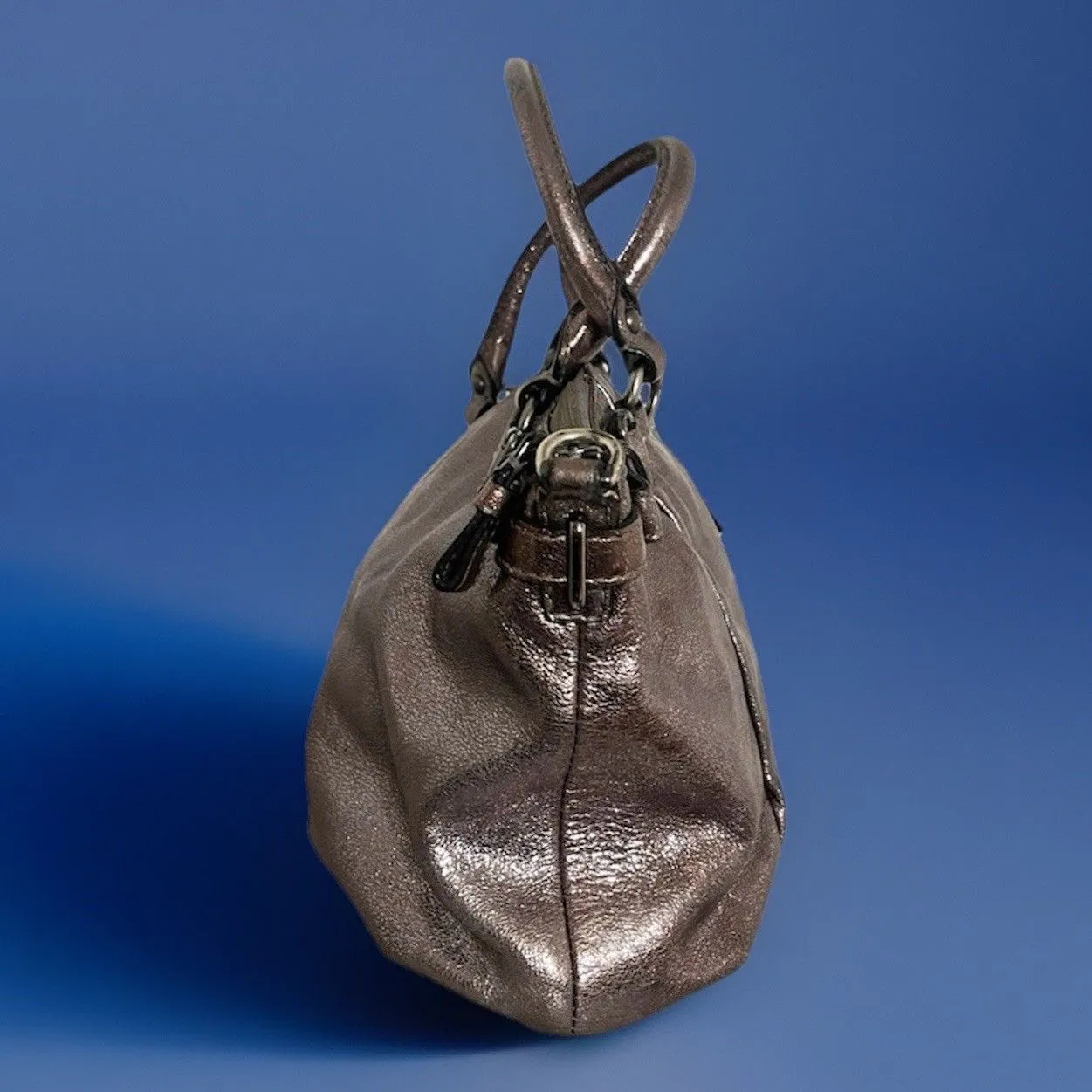 Coach Madison Sophia 18816 Gunmetal Metallic Leather Satchel Handbag Purse GUC - Image 4