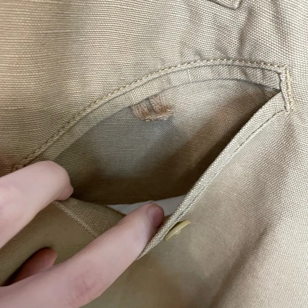 Sundance Tan Wide Leg Pants 12 Womens Cropped Cargo Pockets Linen Cotton Career Brown - Image 6