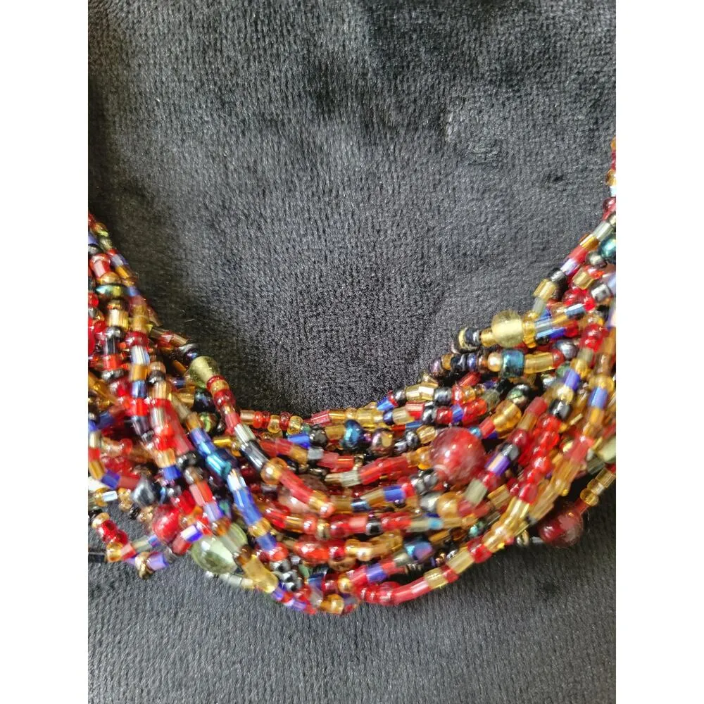 Women's Talbots Multicolor Beaded Statement Necklace Lobster Clasp Gold - Image 6