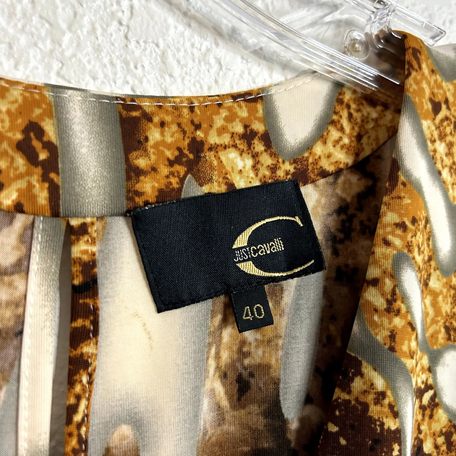 Just Cavalli Womens Dress EU Size 40 US Size Small Animal Print Black Gold Brown - Image 9