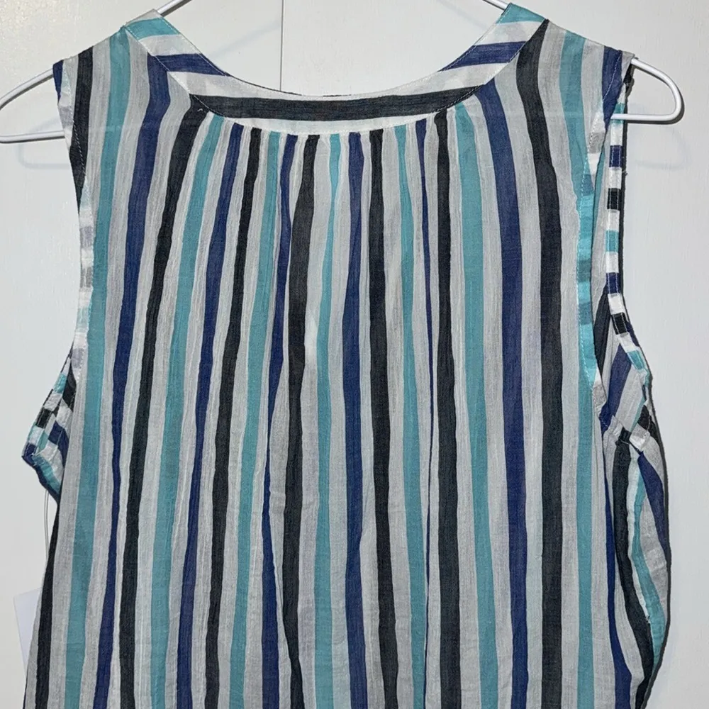 Liz Claiborne Sleeveless Tank Top Blouse Sheer Striped Women’s Medium M Cotton - Image 11