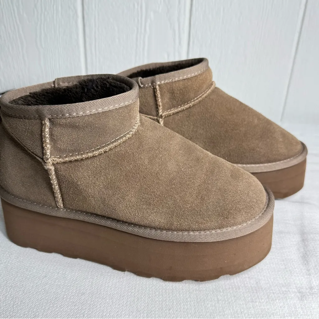 Elegant Brown Suede Platform Shoes - Image 2