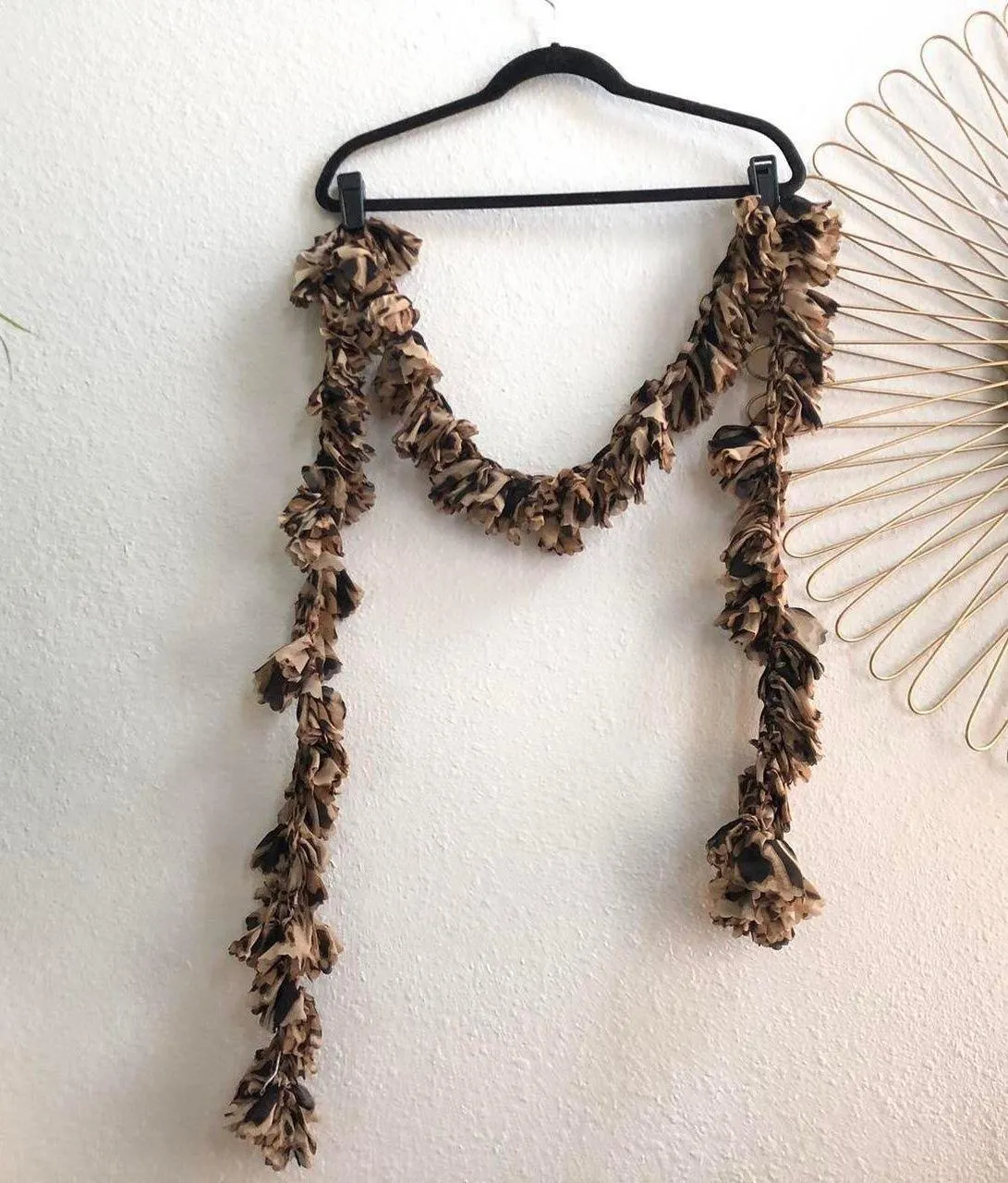 RARE Black Brown Y2K Cheetah animal Whimsygoth gothic tassel ruffle boho hippie indie Fairy scarf #festival #y2k Cottagecore - Image 2