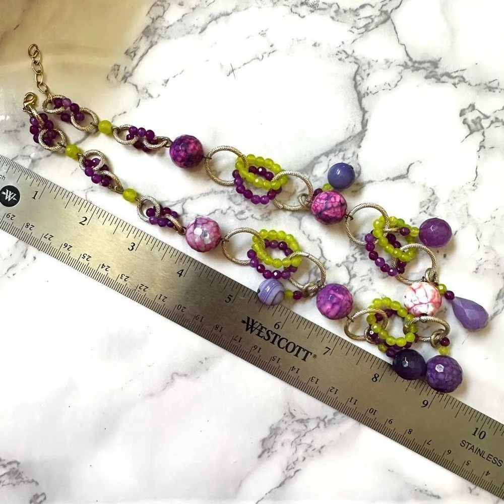 Green and purple circle beaded necklace - Image 6