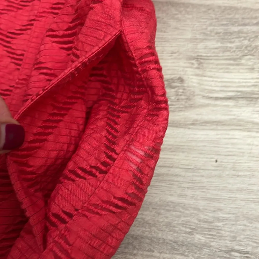 Red 3/4 Sleeve Button Down Shacket with Sheer Texture Size 8 - Image 12