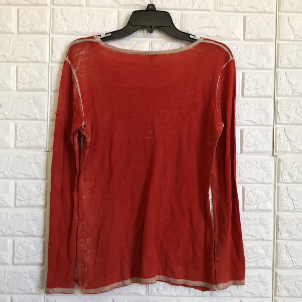 REBA Orange gold swirl lightweight sweater top long sleeve women’s‎ size S - Image 6