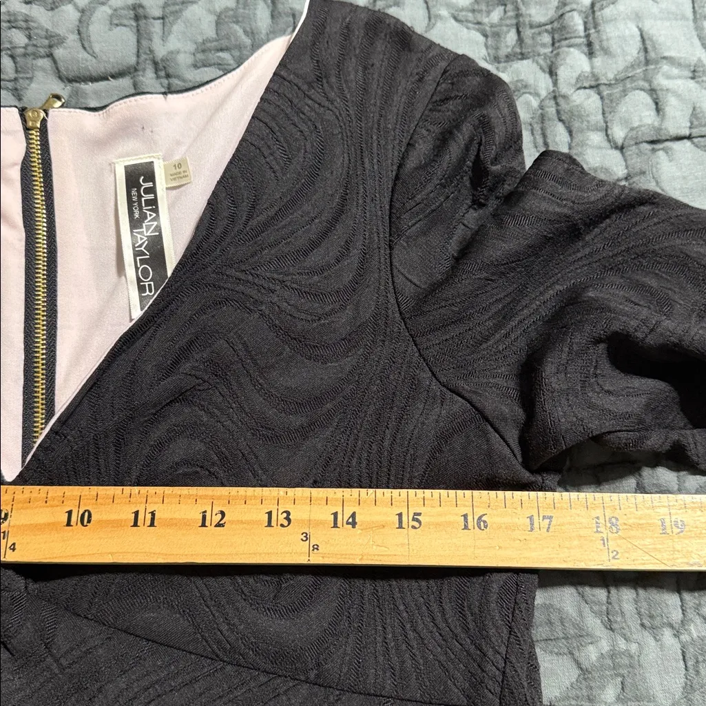 JULIAN TAYLOR women’s size 10 black dress ruched v-neck knee length NWT - Image 6